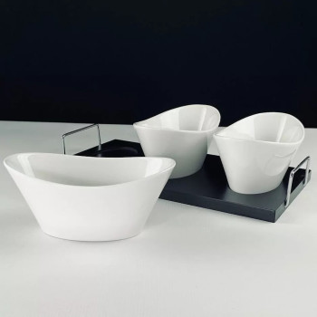 Набор из 3 салатников на подставке Lenardi BIANCO 118-042 14 см