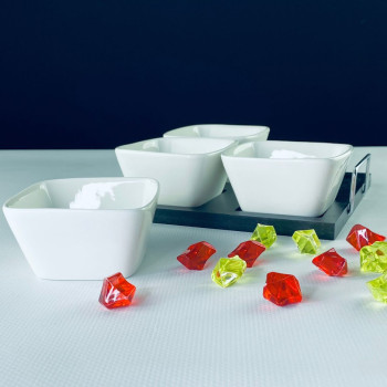 Набор из 4 салатников на подставке Lenardi BIANCO 118-043