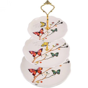 Конфетница 3-х ярусная БАБОЧКИ В САДУ LORAINE LR-060133
